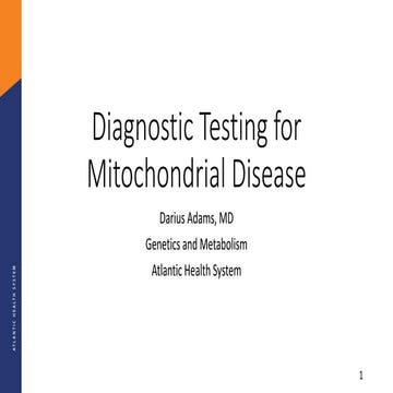 Diagnostic Testing for Mitochondrial Disease