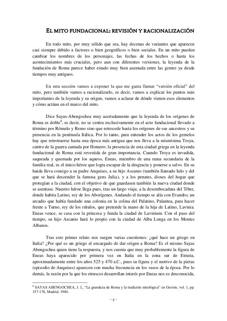 Mito E Historia En La Fundacion De Roma