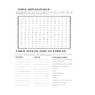 Mitos griegos sopa de letras