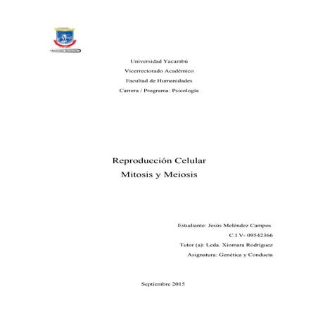 Reproducción Celular (Mitosis y Meiosis)