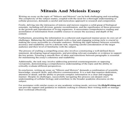 Mitosis And Meiosis Essay