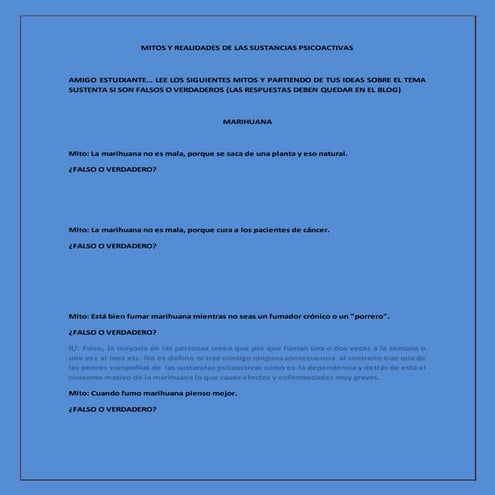 Mitos y realidades de las sustancias psicoactivas