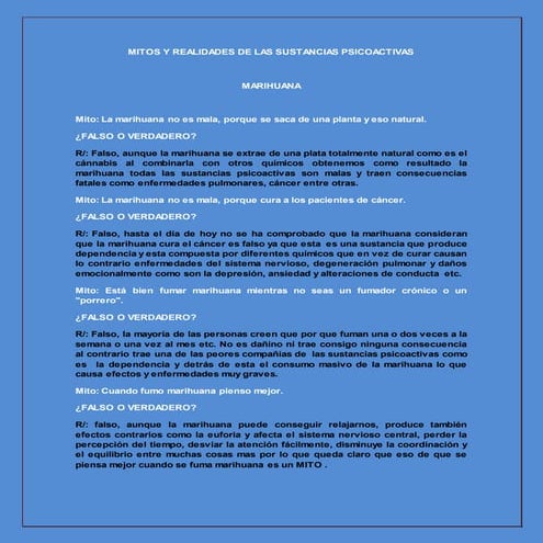 Mitos y realidades de las sustancias psicoactivas