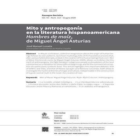 Mito y antropogonía en la literatura hispanoamericana - Hombres de maíz, de M...