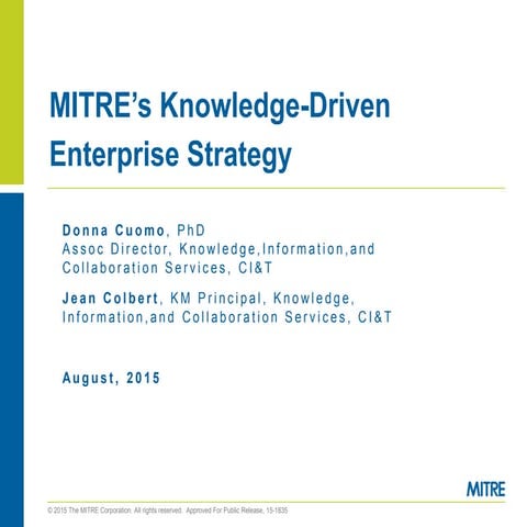 MITRE Knowledge-Driven Enterprise Strategy