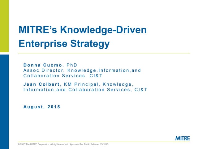 MITRE Knowledge-Driven Enterprise Strategy