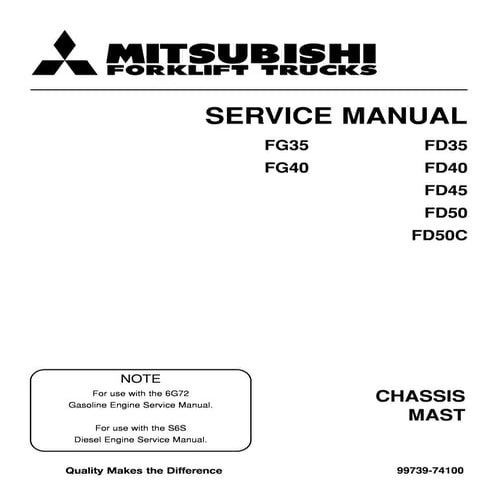 Mitsubishi FD40 Forklift Trucks Service Repair Manual.pdf