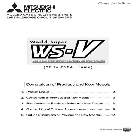 Mitsubishi low voltage ws-v series comparison of previous and new models