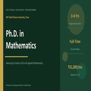 Ph.D. in Mathematics at MIT World Peace University: Research ...