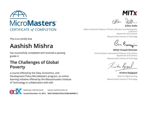 Mit Web Development Certificate Review Mit MicroMasters Data Economics Development Policy Course certificate | PPT