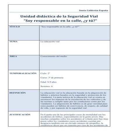 Mi unidad didáctica educacion vial con tarea final