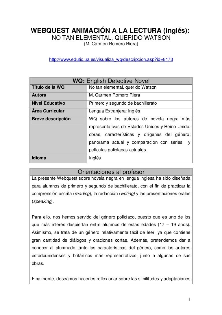 My Webquest English Detective Novel
