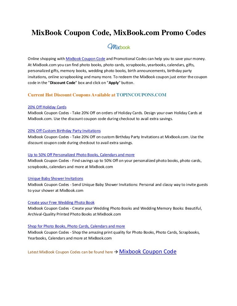 mixbook coupon code design your own coupon