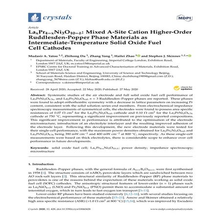 Mixed a site cation higher-order ruddlesden-popper phase materials as interme...