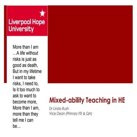Mixed Ability Teaching in Higher Education