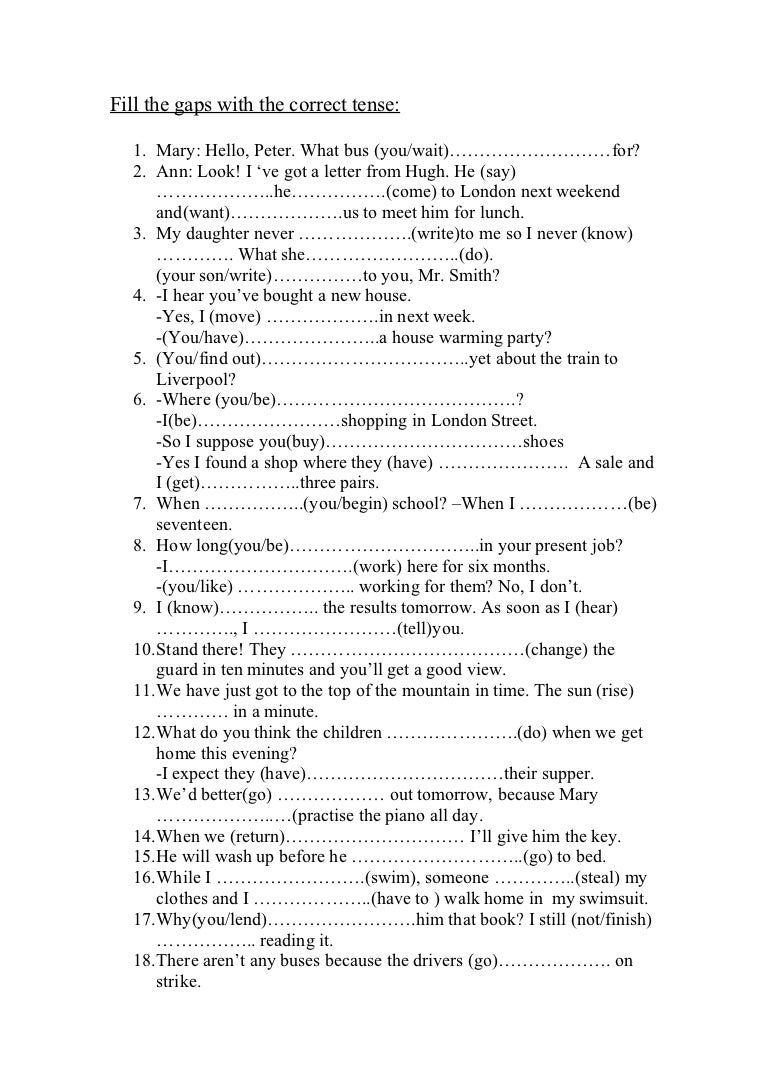 Mixed Tenses November 2012