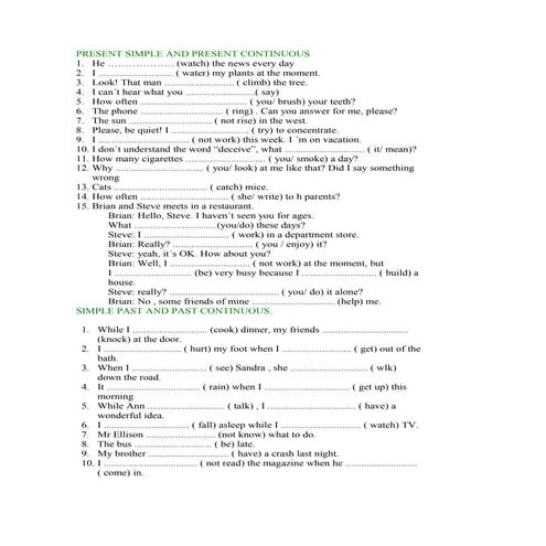 Mixed tenses ( in pairs)