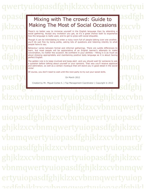 Mixing With The Crowd Guide To Making The Most Of Social Occasions 2012