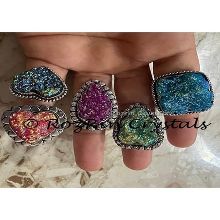 Mix Shape Titanium Druzy Adjustable Ring. | PDF