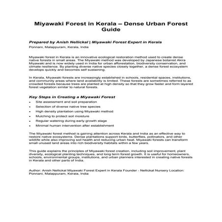 Miyawaki Forest in Kerala – Dense Urban Forest Guide by Anish Nellickal ...
