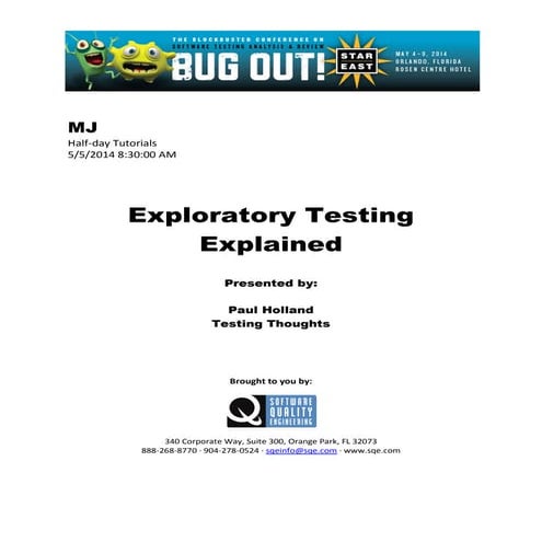 Exploratory Testing Explained