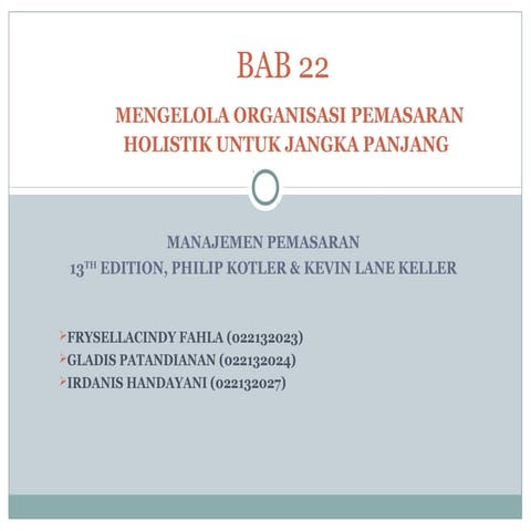 Mengelola organisasi pemasaran holistik untuk jangka panjang