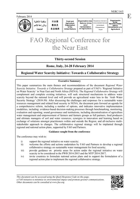 Regional Water Scarcity Initiative: Towards a Collaborative Strategy