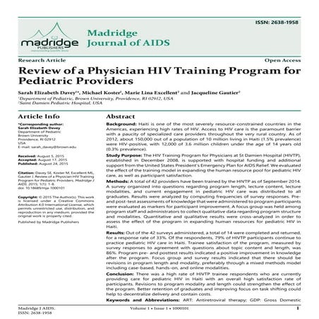 Review of a Physician HIV Training Program for Pediatric Providers