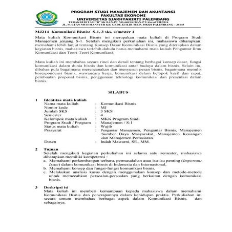 SILABUS MK KOMUNIKASI BISNIS TA 2019-2020