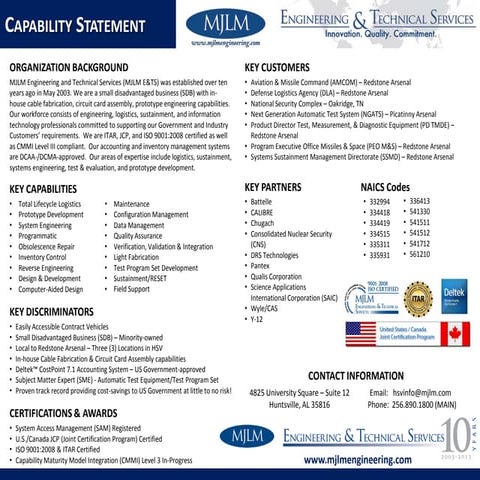 MJLM Capability Statement - 2013