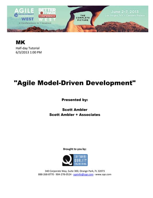 Agile Model-Driven Development