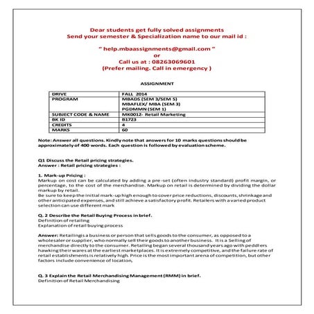 Mk0012  retail marketing