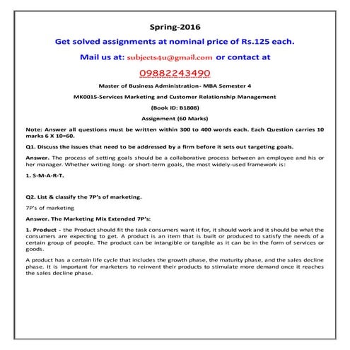 Mk0015 services marketing and customer relationship management