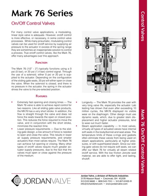 Mark 76 On/Off Control Valve