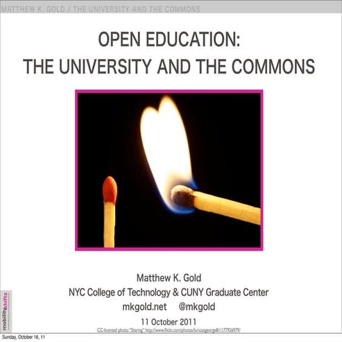 Open Education: The University and the Commons