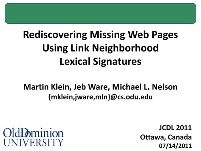 Rediscovering Missing Web Pages Usi...