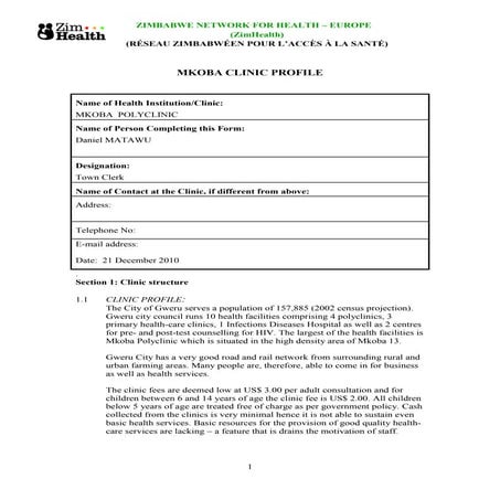 Mkoba gweru clinic profile