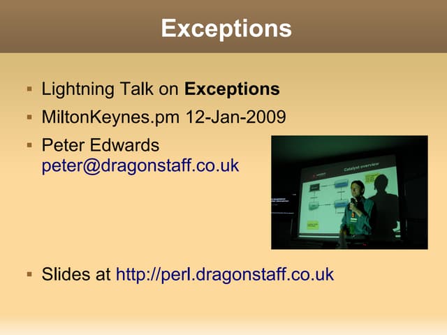Perl exceptions lightning talk