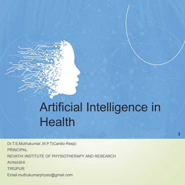 Role of artificial intelligence in health care | PPTX