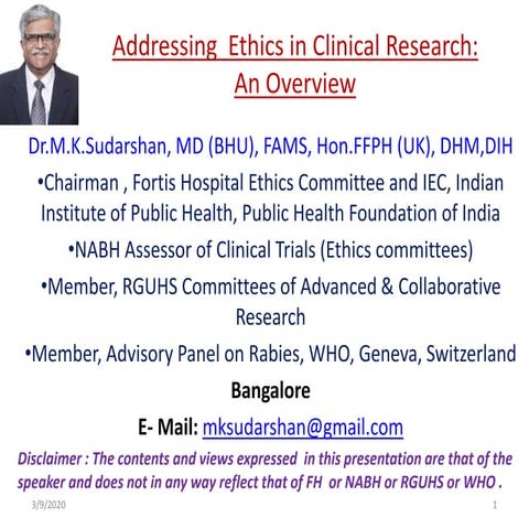 Addressing ethics in clinical research | PPTX