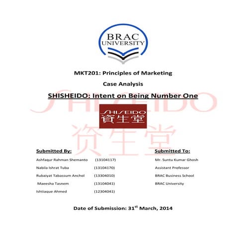 SHISHEIDO: Intent On Being Number One (Case Analysis) 