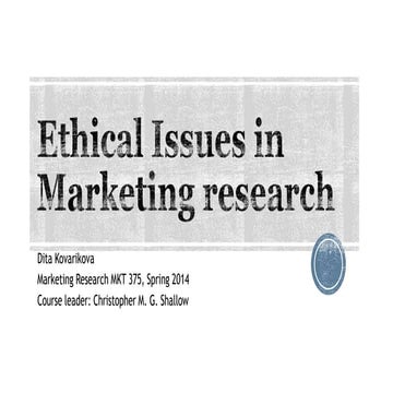 Ethical Issues in Marketing Research