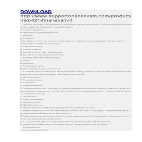 Mkt 421 final exam 1