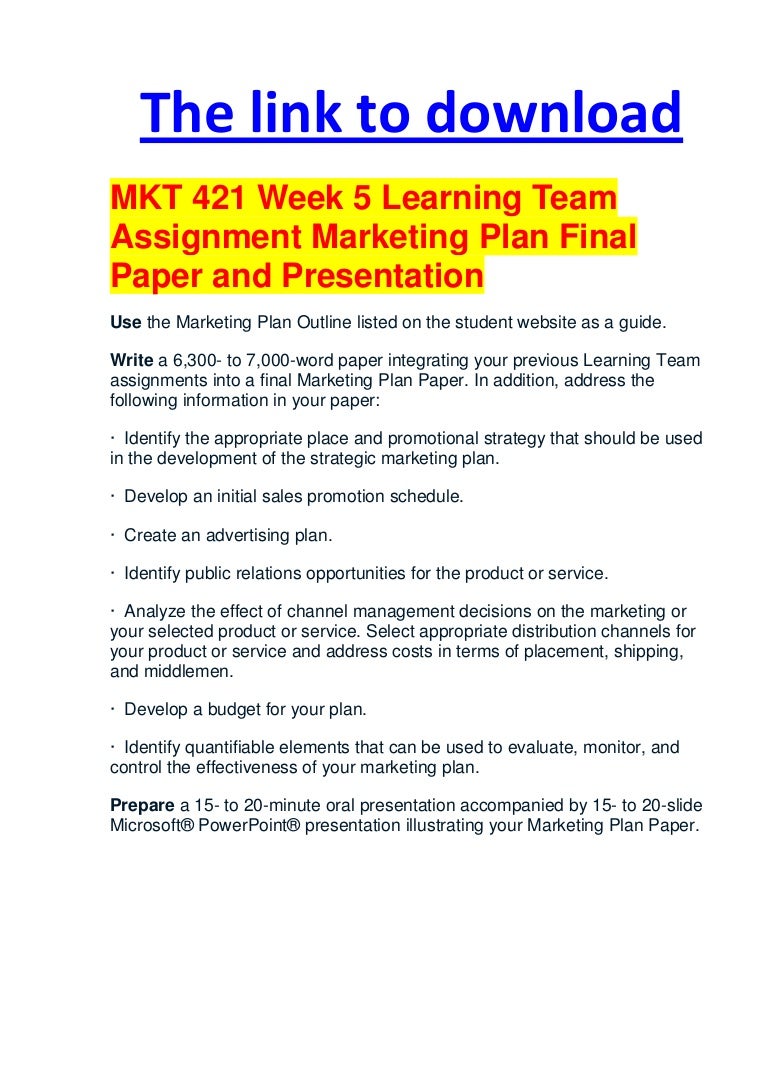 Mkt 421 learning team marketing plan final paper and presentation 03 image