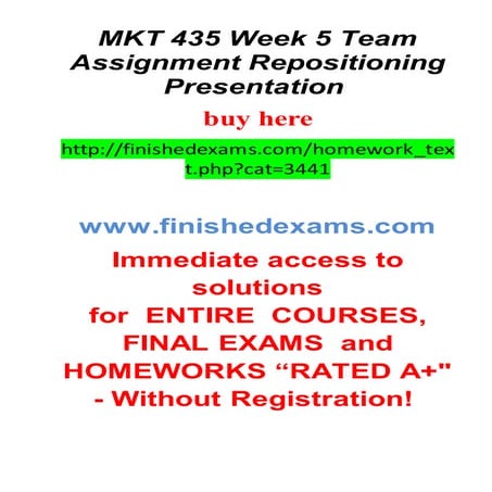 Mkt 435 week 5 team assignment repositioning presentation | DOCX