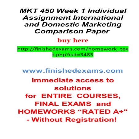 Mkt 450 week 1 individual assignment international and domestic ...