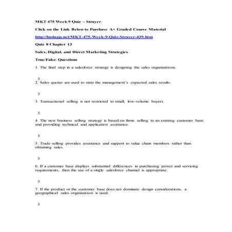Mkt 475 week 9 quiz   strayer