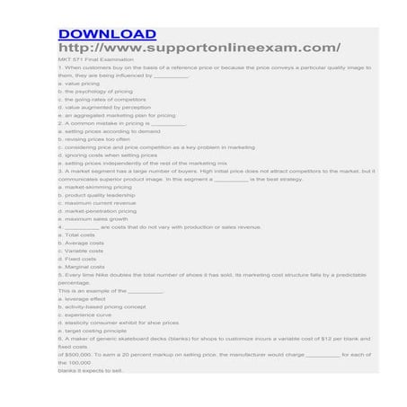 Mkt 571 final exam 6