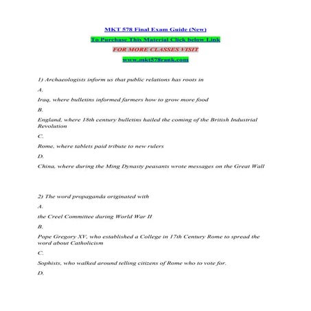 MKT 578 Final Exam Guide (New)
