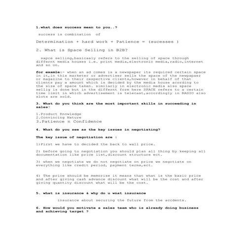 interview question for MBA  Marketing Job